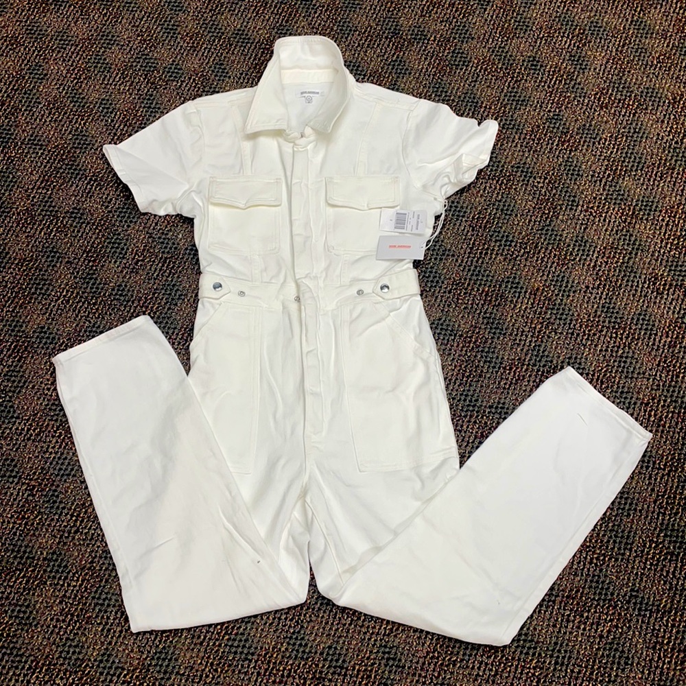 GOOD AMERICAN white jean jumpsuit NWT $155 size 2